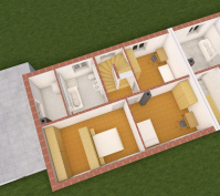 Zwei Doppelhaushälften Neutraubling, 3-D-Visualisierung Innenansicht Obergeschoss