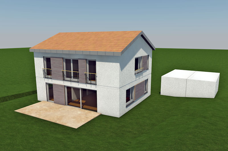 Einfamilienhaus mit Doppelgarage in Köfering, Landkreis Regensburg, Ansicht Südseite