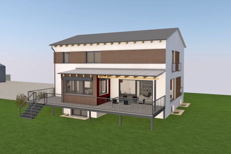 Neubau Einfamilienhaus in Mintraching, Landkreis Regensburg, Planung Aussenansicht