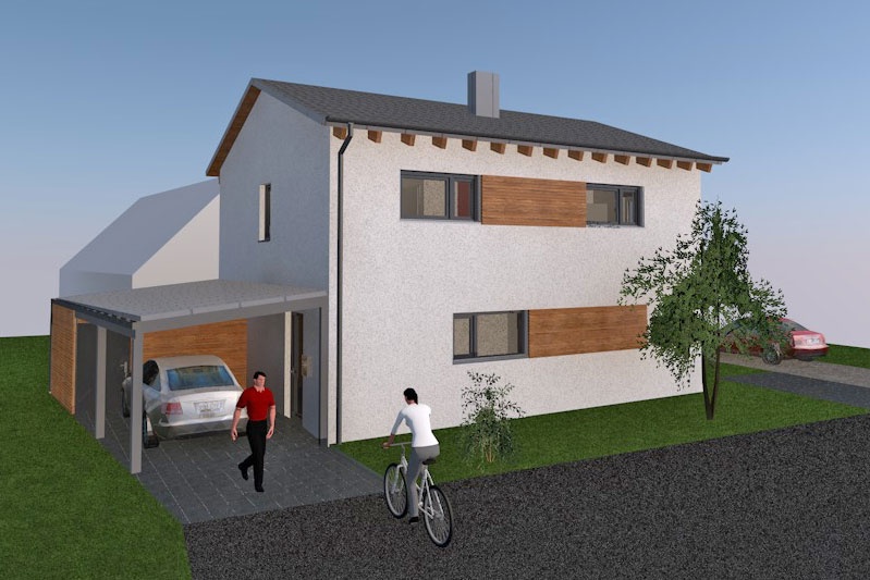 Neubau Einfamilienhaus in Obertraubling, Landkreis Regensburg, Planungsansicht Hauseingang