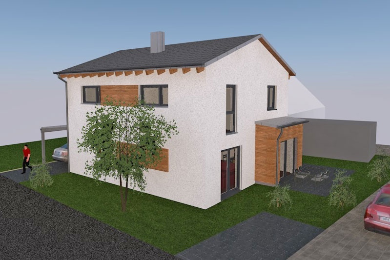 Neubau Einfamilienhaus in Obertraubling, Landkreis Regensburg, Planungsansicht Terrasse