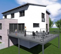 Neubau Eines Einfamilienhauses In Pentling-Großberg, Landkreis Regensburg, Entwurf Aussenansicht Terrasse