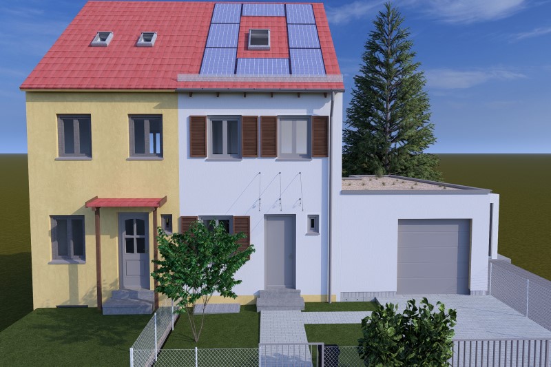 Sanierung eines Reihenendhauses Baujahr 1965 in Regensburg Stadtteil Kumpfmühl-Ziegetsdorf-Neuprüll, Ausstattung: PV-Anlage