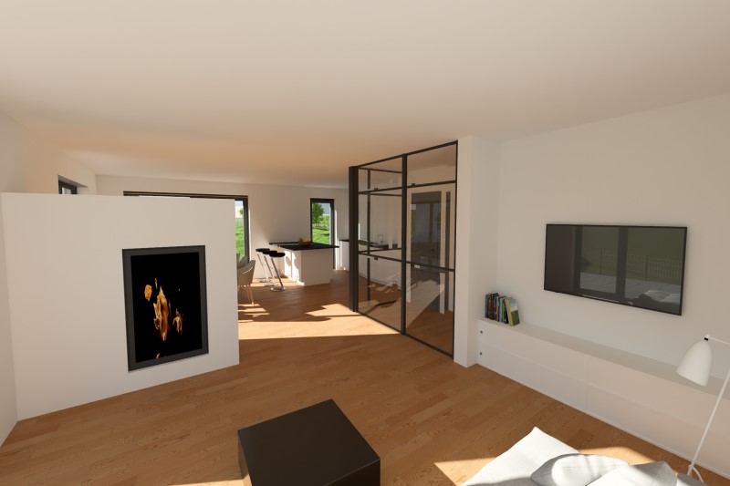 Neubau eines individuellen Einfamilienhauses ohne Keller mit zusätzlich ausgebautem Dachgeschoss in Regenstauf, Ortsteil Buchenlohe, Landkreis Regensburg Technische Ausstattung: Luft-Wärmepumpe, zentrale Lüftungsanlage, Photovoltaik-Anlage mit Batteriespeicher