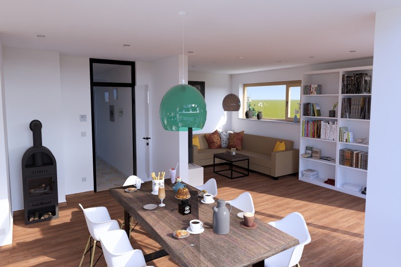 Neubau eines individuellen Einfamilienhauses ohne Keller in Barbing, Ortsteil Sarching, Landkreis Regensburg Technische Ausstattung: Luft-Wärmepumpe, zentrale Lüftungsanlage, Photovoltaik-Anlage mit Batteriespeicher, Klimaanlage