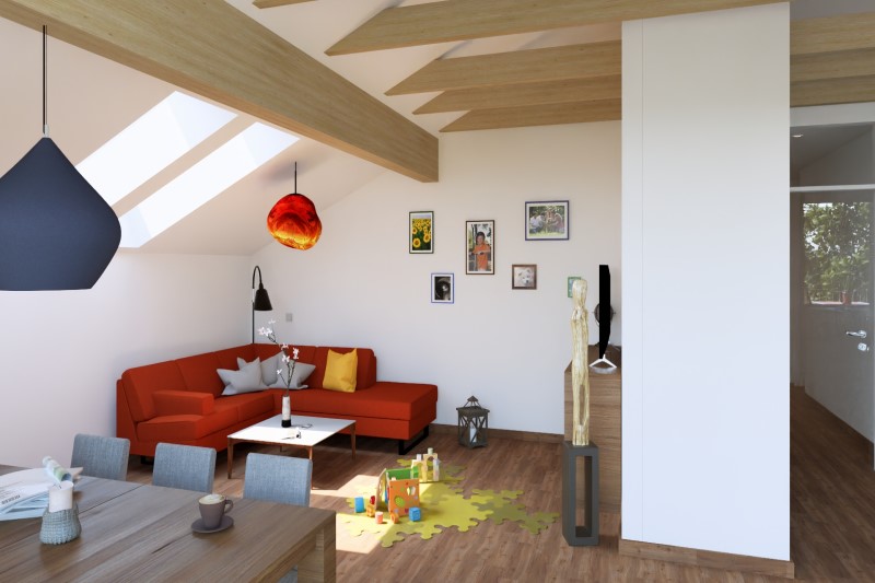 Dachgeschossausbau eines Einfamilienhauses in Thalmassing, Landkreis Regensburg Technische Ausstattung: Luft-Wärmepumpe, zentrale Lüftungsanlage, Photovoltaik-Anlage mit Batteriespeicher, Klimaanlage