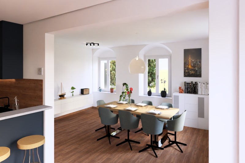 Sanierung eines Einfamilienhauses in der Innenstadt von Regensburg, Baujahr 1899 Technische Ausstattung: Luft-Wärmepumpe, Fassadensanierung mit Sanierputz, Wandsanierung mit Kupferleitungssystem Großeschmidt