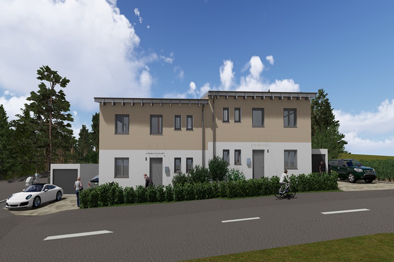 Neubau eines Doppelhauses in Split-Level-Ausführung in Bernhardswald Technische Ausstattung: Luft-Wärmepumpe, dezentrale Lüftungsanlage, PV-Anlage, siehe Expose