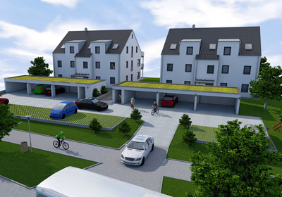 Neubau von zwei Mehrfamilienhäusern mit Garagenanlagen in Barbing, Landkreis Regensburg